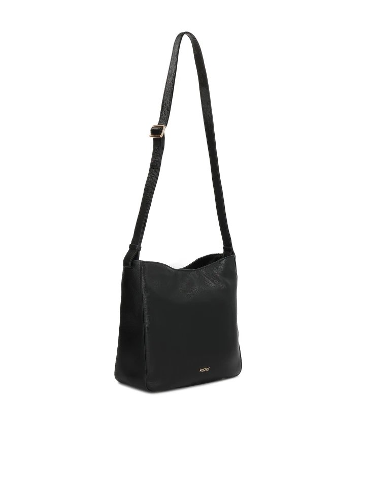 Kazar Black Leather Handbag With Adjustable Strap
