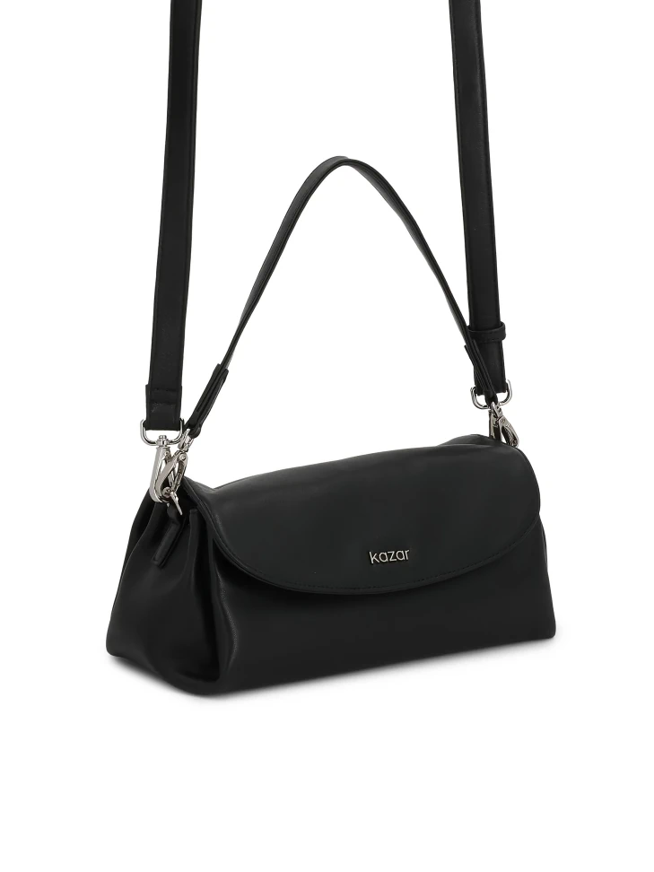 Kazar Black Leather Handbag With Detachable Straps