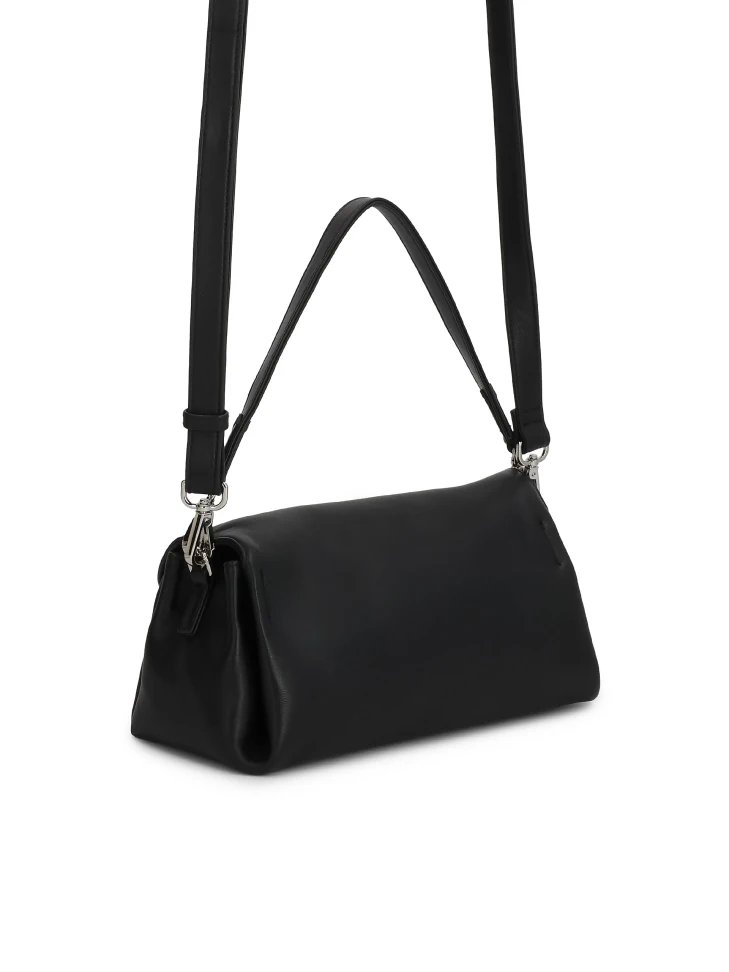 Kazar Black Leather Handbag With Detachable Straps
