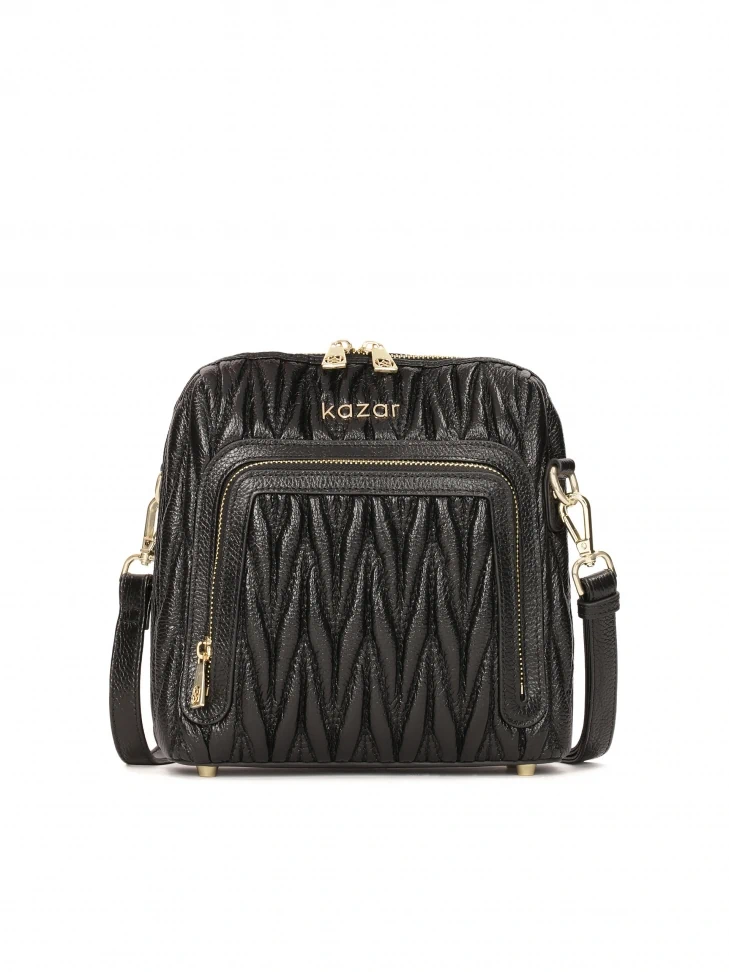 kazar Black leather handbag with long strap
