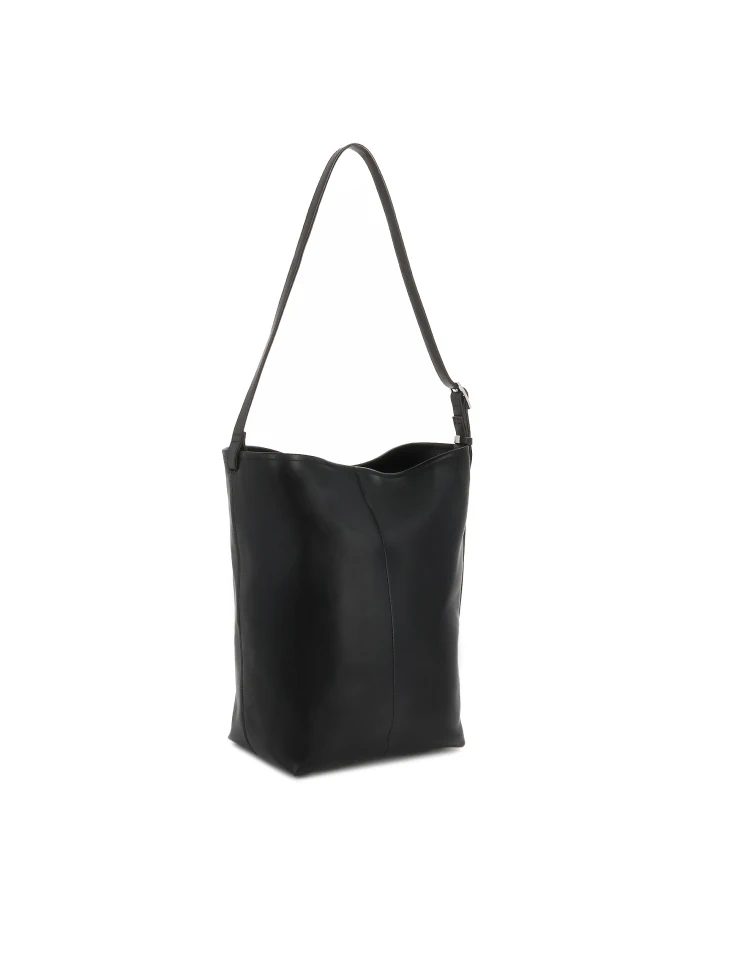 Kazar Black Leather Handbag With Shoulder Strap