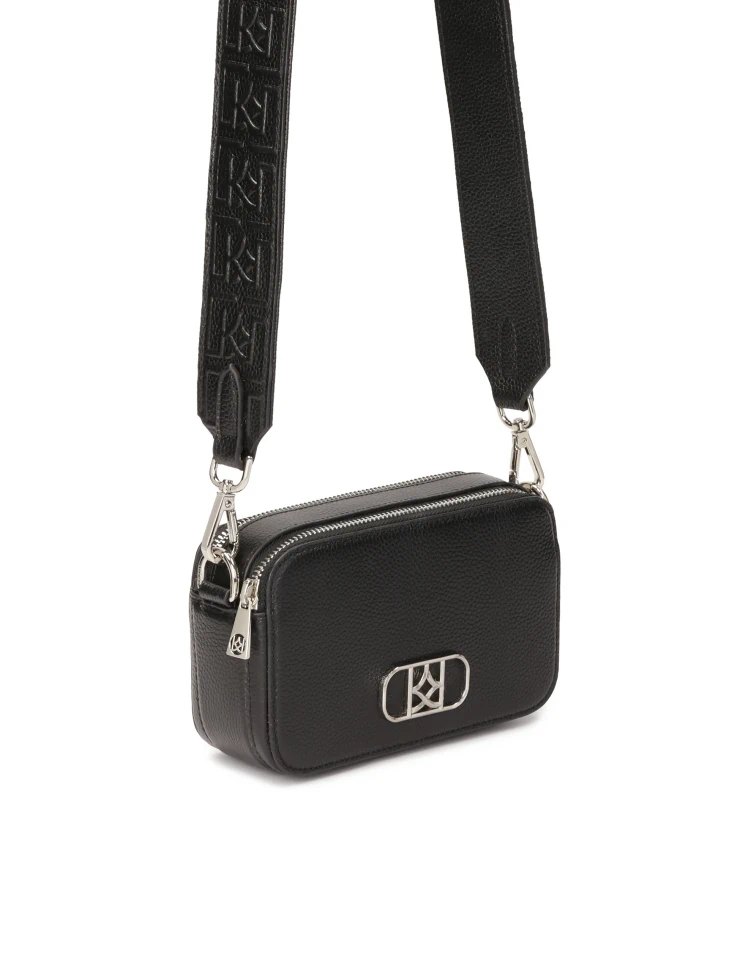 Kazar Black Leather Handbag With Two Straps