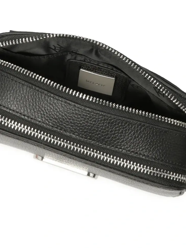 Kazar Black Leather Handbag With Two Straps