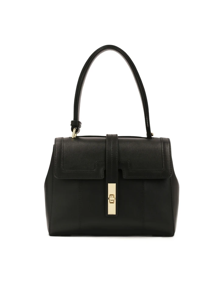 kazar Black leather handbag with unique flap