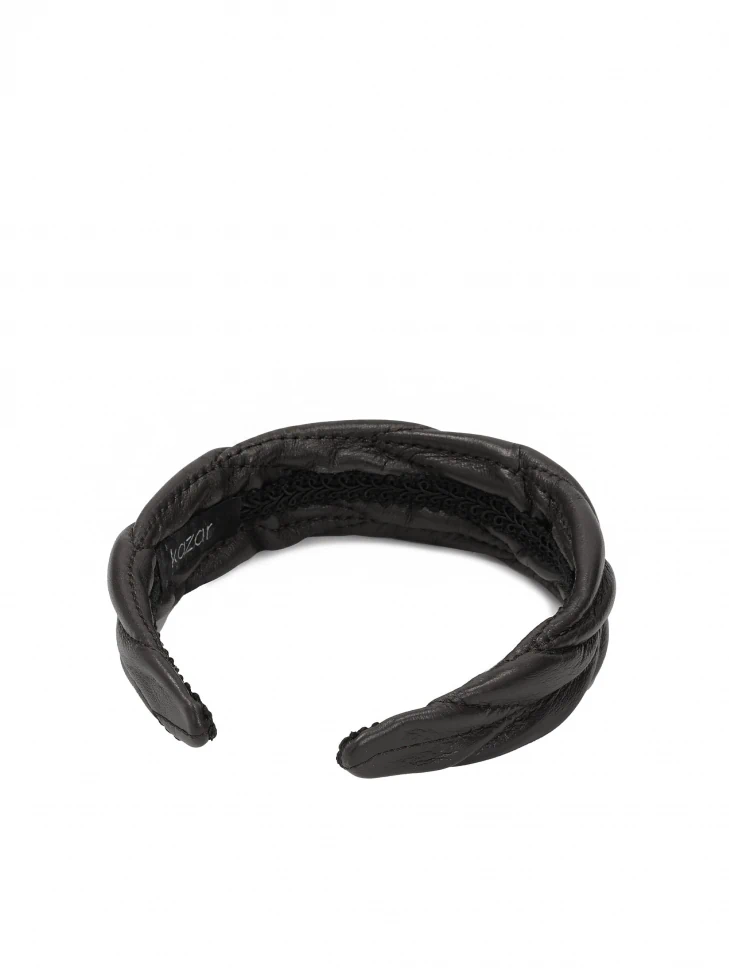 Kazar Black Leather Headband