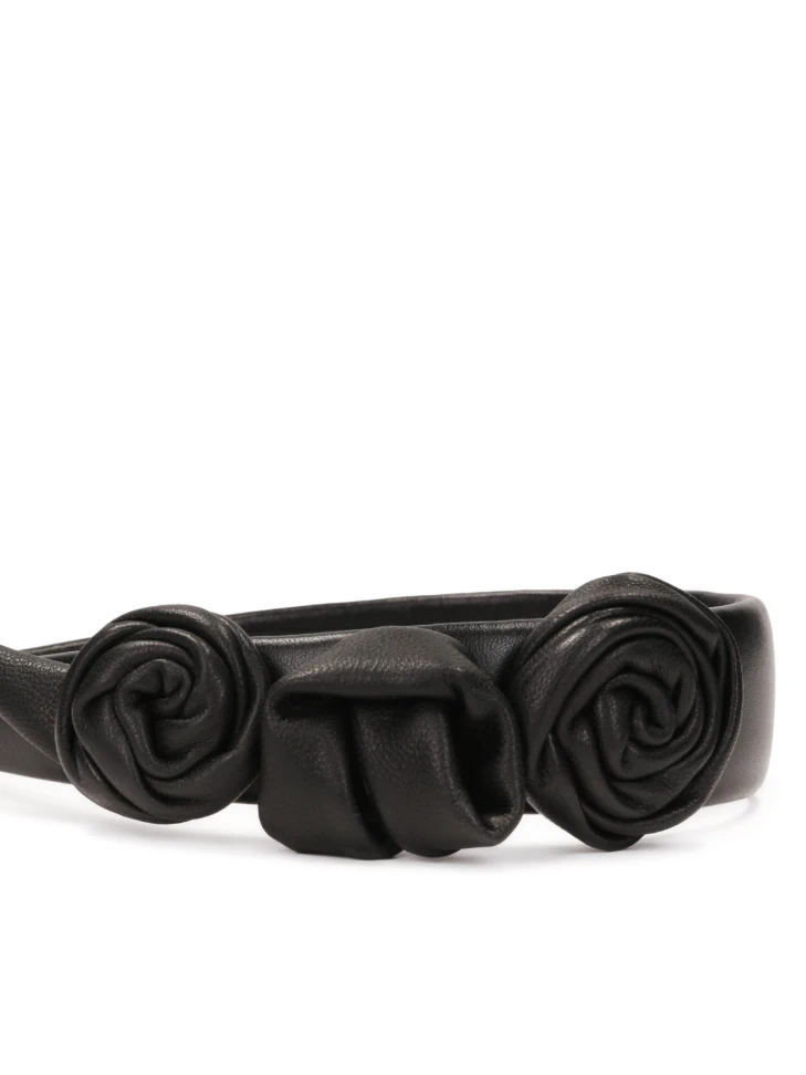 Kazar Black Leather Headband With Roses