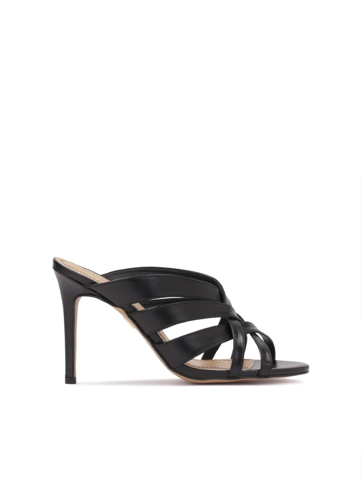 kazar Black leather heeled mules