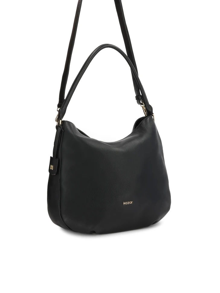 Kazar Black Leather Hobo Bag