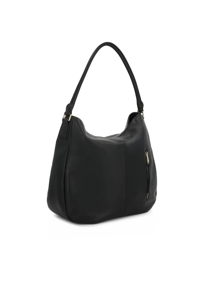 Kazar Black Leather Hobo Bag