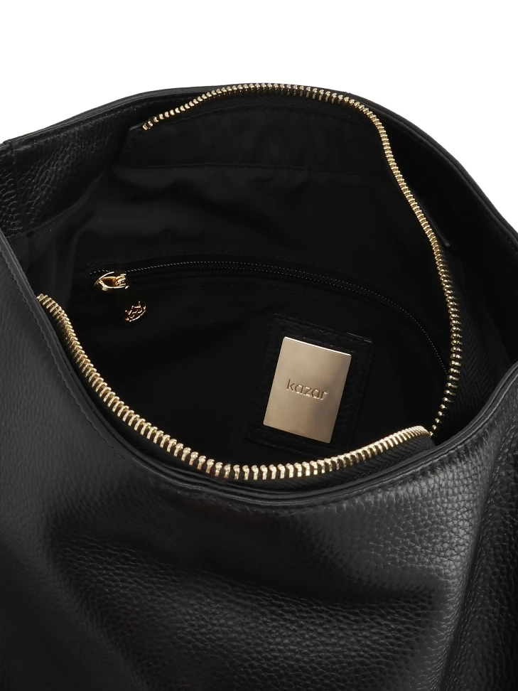 Kazar Black Leather Hobo Bag