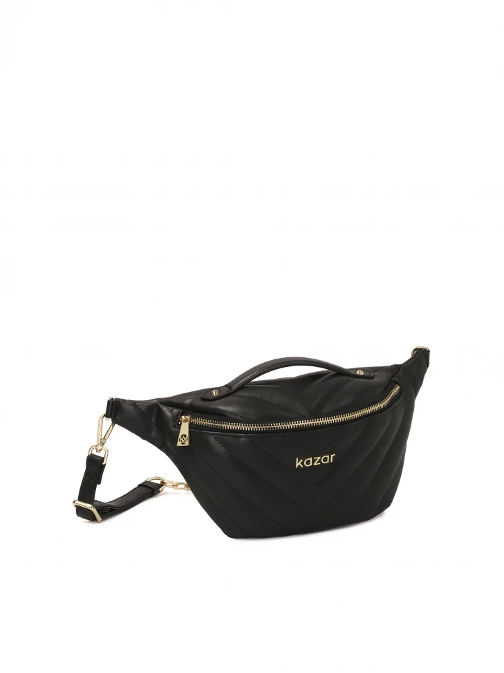 Kazar Black Leather Kidney With Twill Stitching