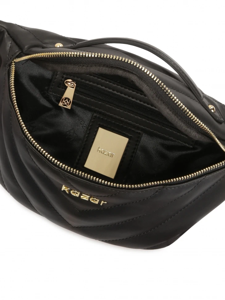 Kazar Black Leather Kidney With Twill Stitching