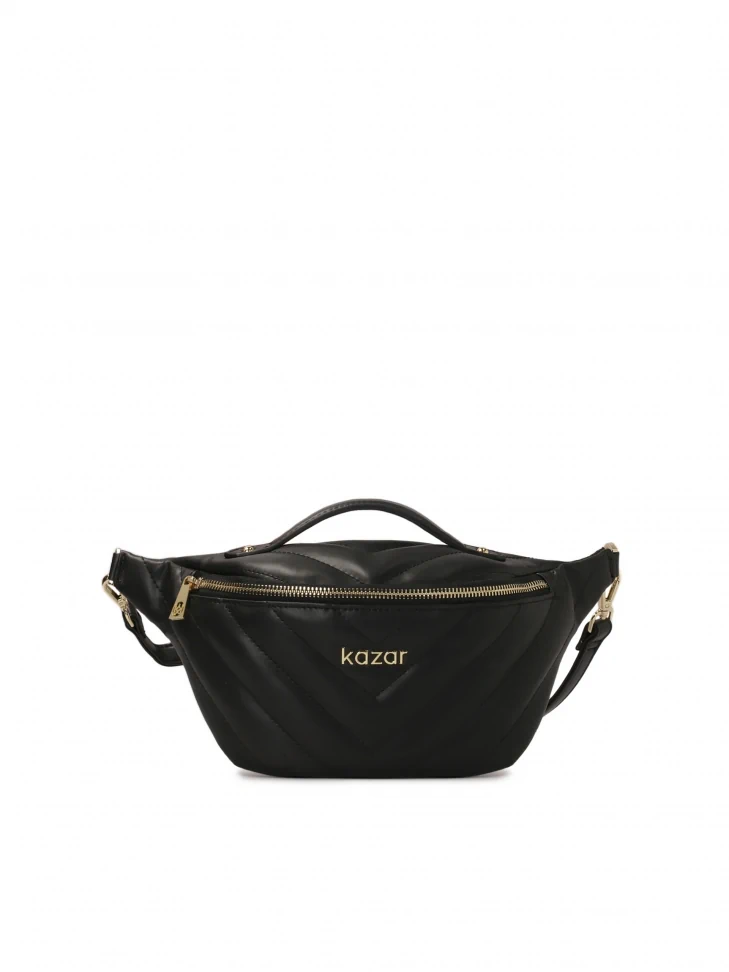 kazar Black leather kidney with twill stitching