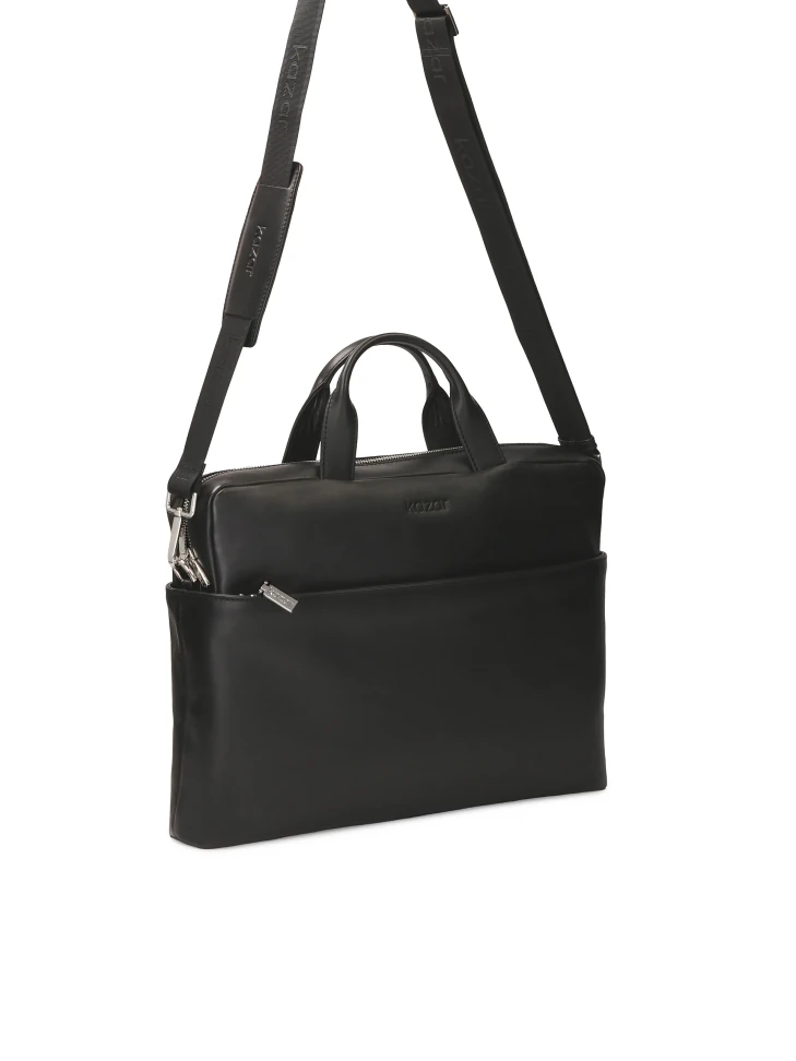 Kazar Black Leather Laptop Briefcase Bag