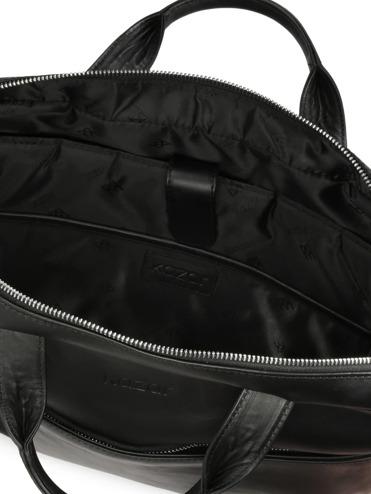 Kazar Black Leather Laptop Briefcase Bag