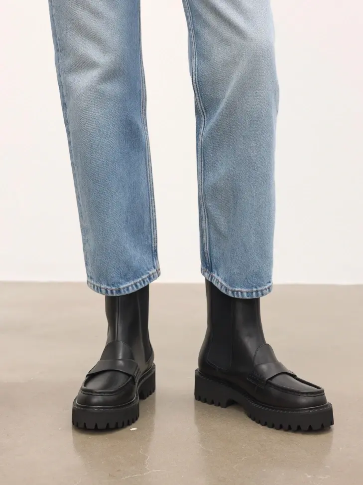 Kazar Black Leather Loafers