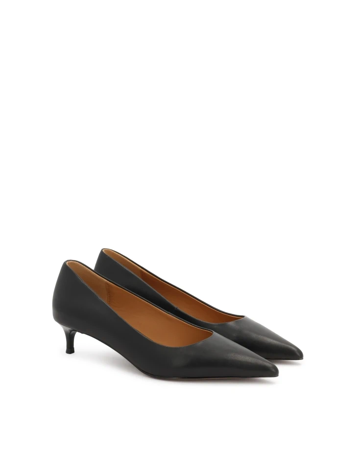Kazar Black Leather Low-heeled Pumps