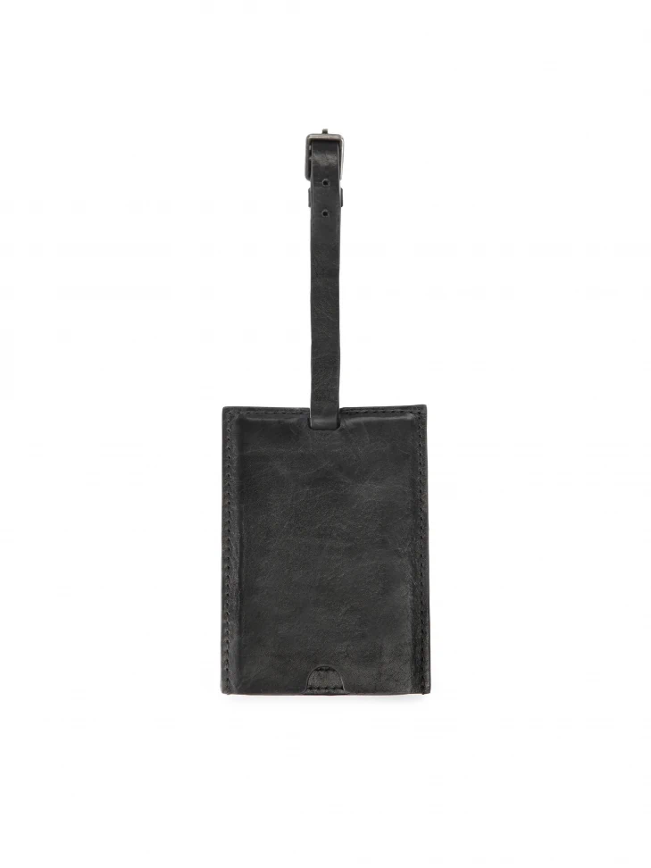 Kazar Black Leather Luggage Tag