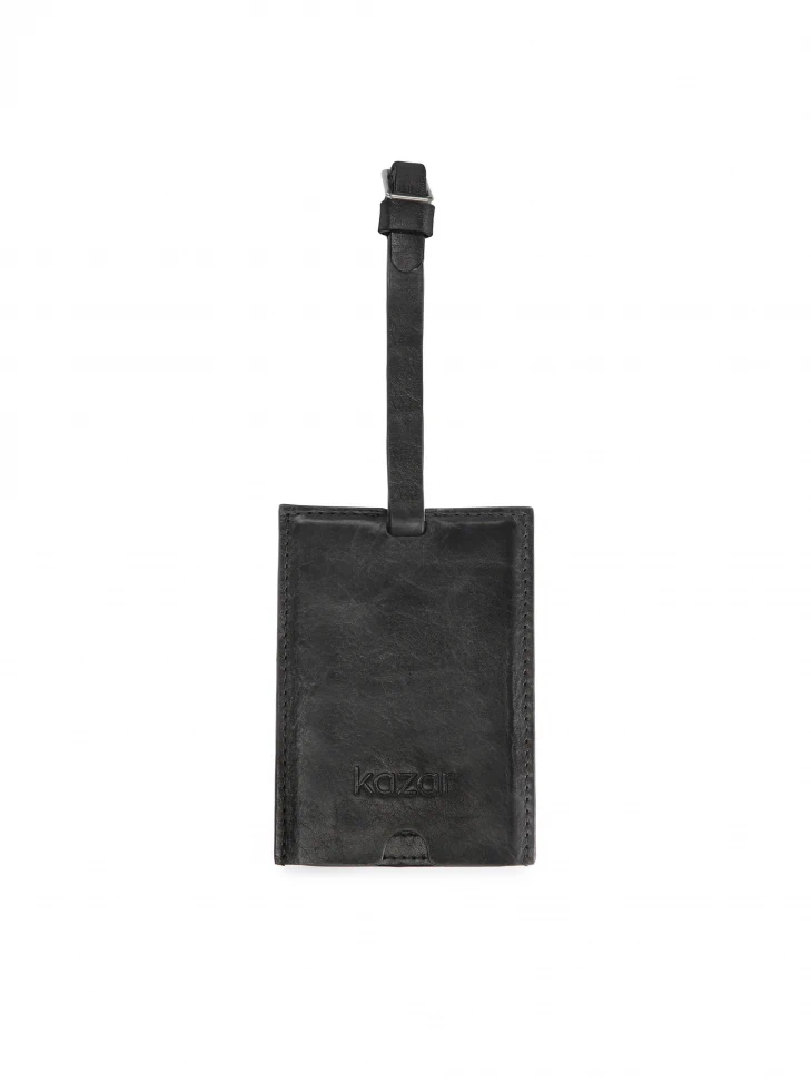 kazar Black leather luggage tag