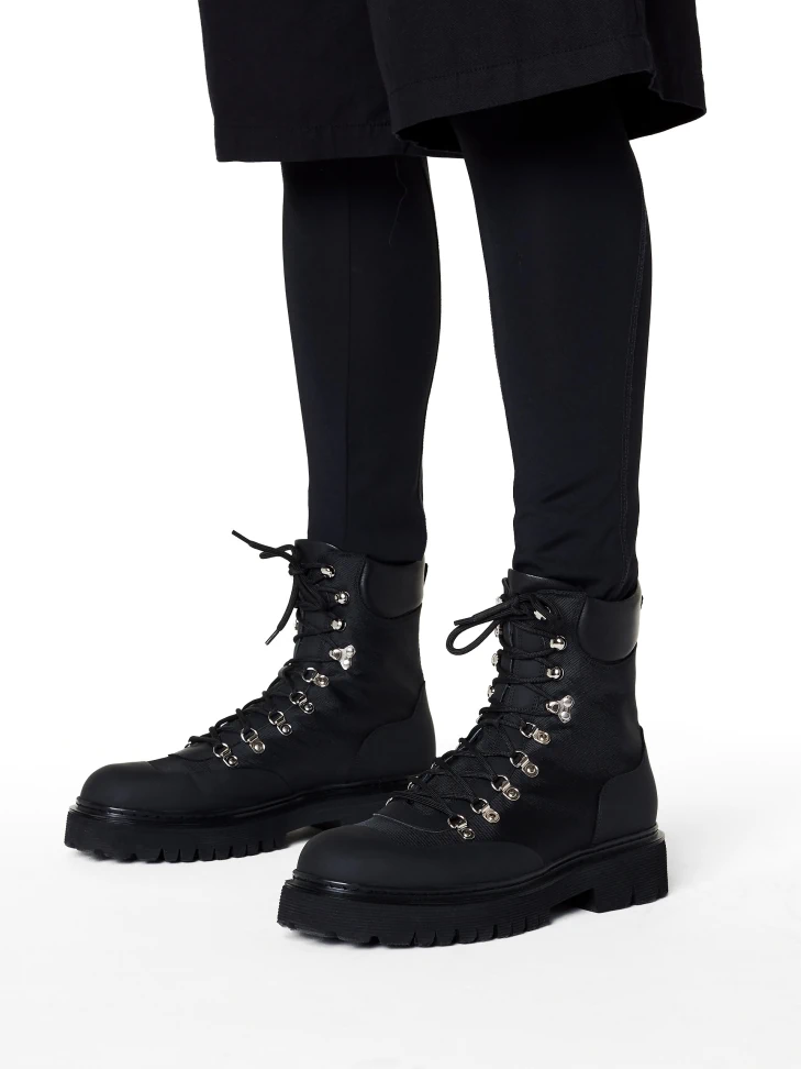 Kazar Black Leather Men's Boots With High Upper