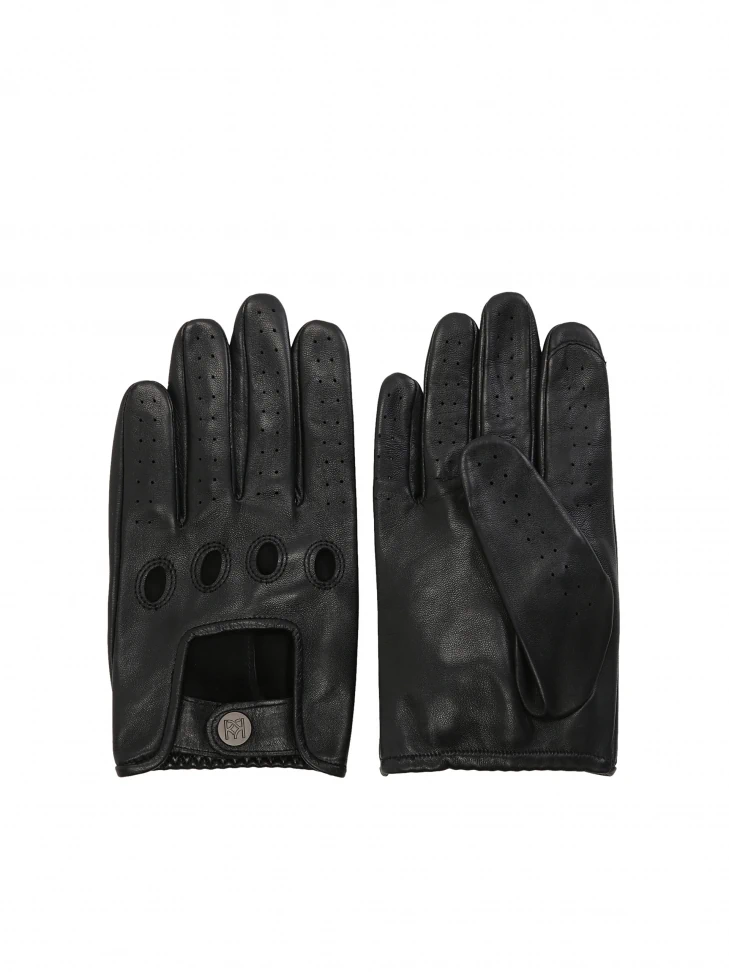 Kazar Black Leather Men's Driving Gloves
