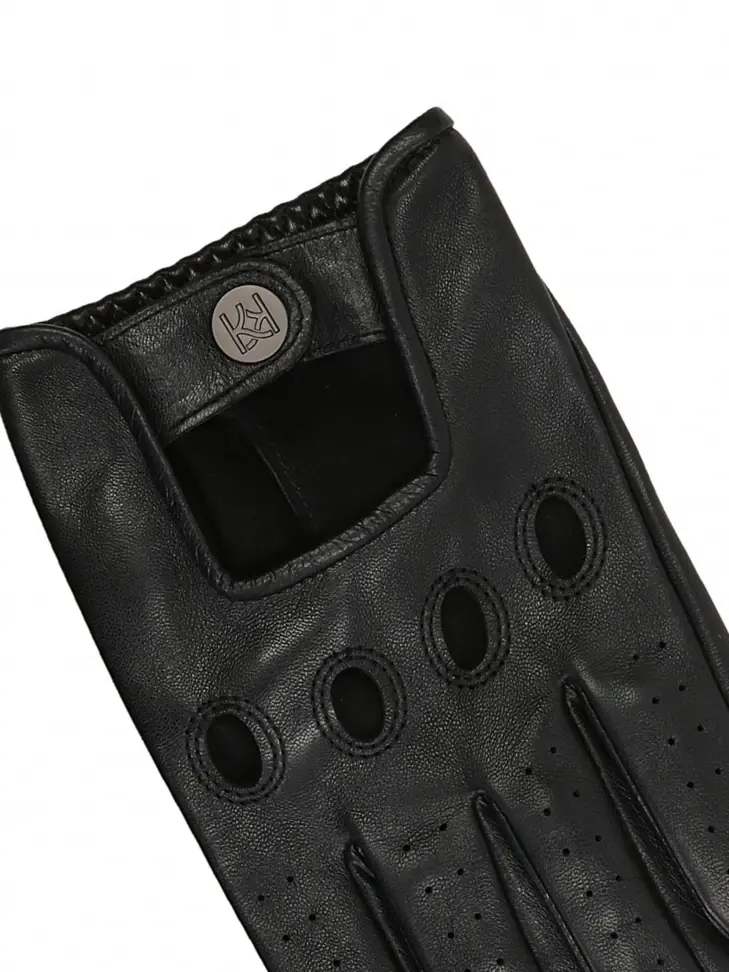 Kazar Black Leather Men's Driving Gloves