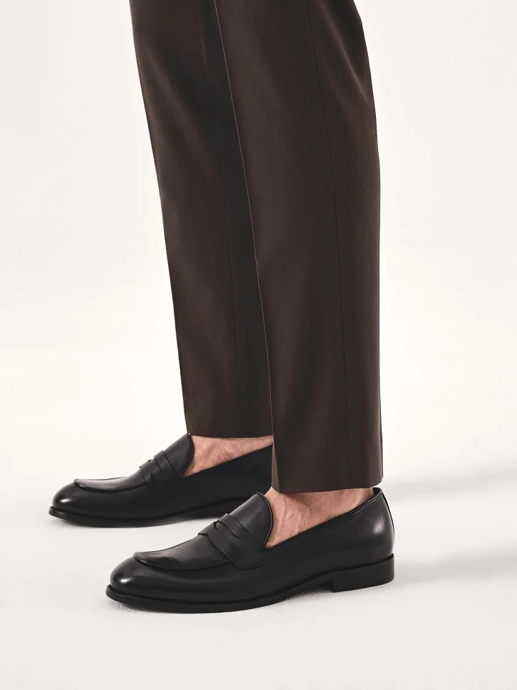 Kazar Black Leather Men's Penny Loafers