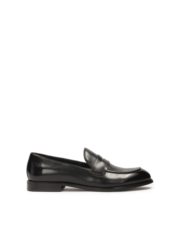 kazar Black leather men's penny loafers
