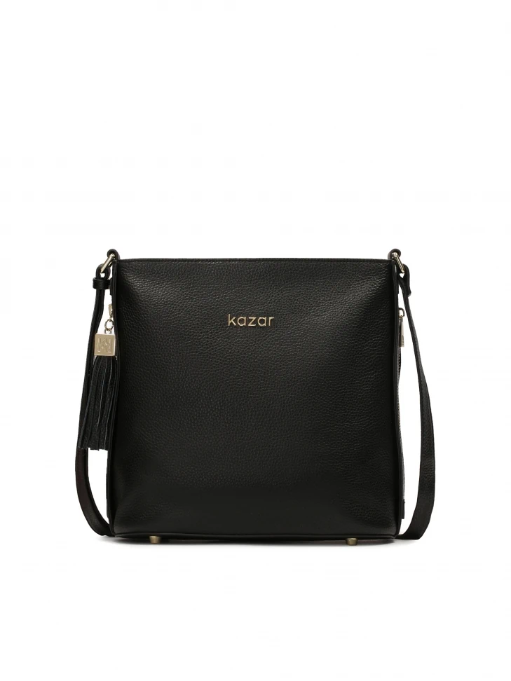 kazar Black leather messenger bag with clutch