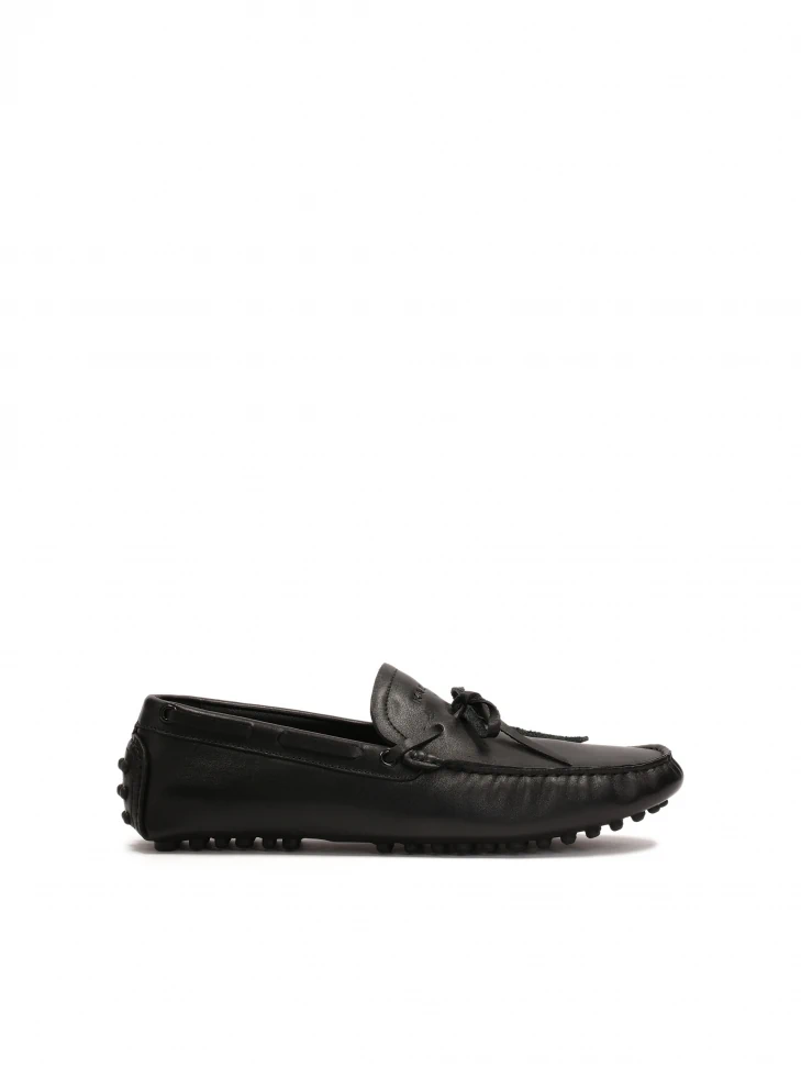 kazar Black leather moccasins with lace-up thong