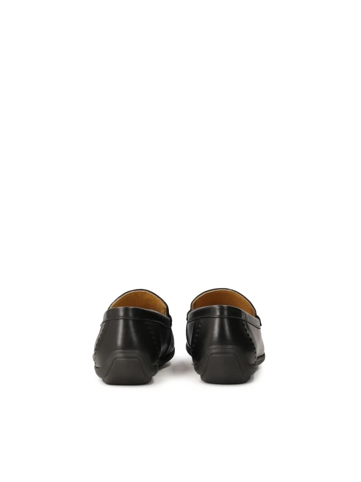 Kazar Black Leather Moccasins With Tassels