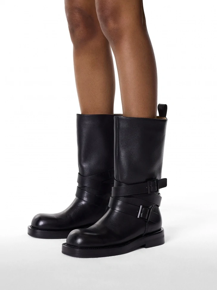Kazar Black Leather Motorcycle Style Boots