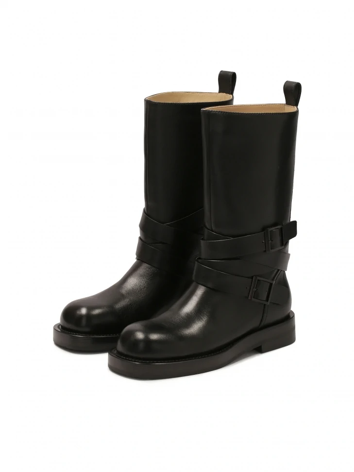 Kazar Black Leather Motorcycle Style Boots