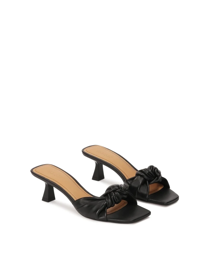 Kazar Black Leather Mules With Knots