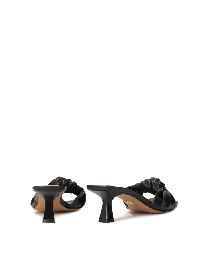 Kazar Black Leather Mules With Knots