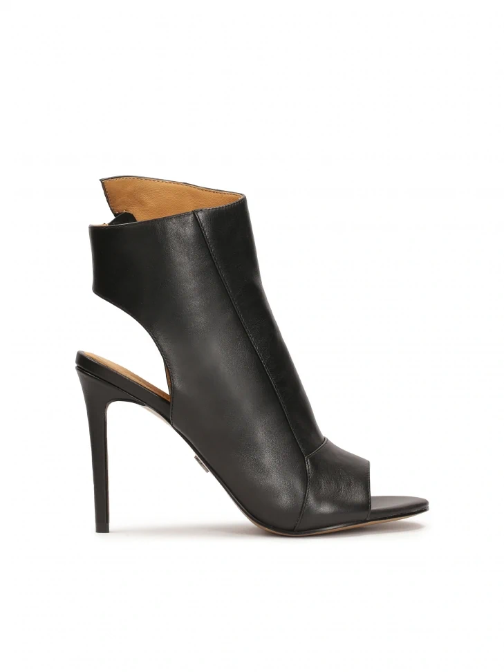 kazar Black leather peep toe boots
