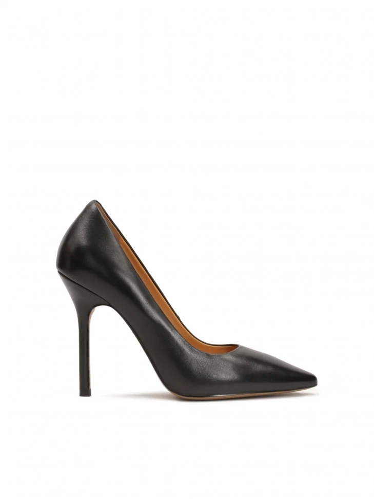 kazar Black leather pumps on a thin stiletto heel