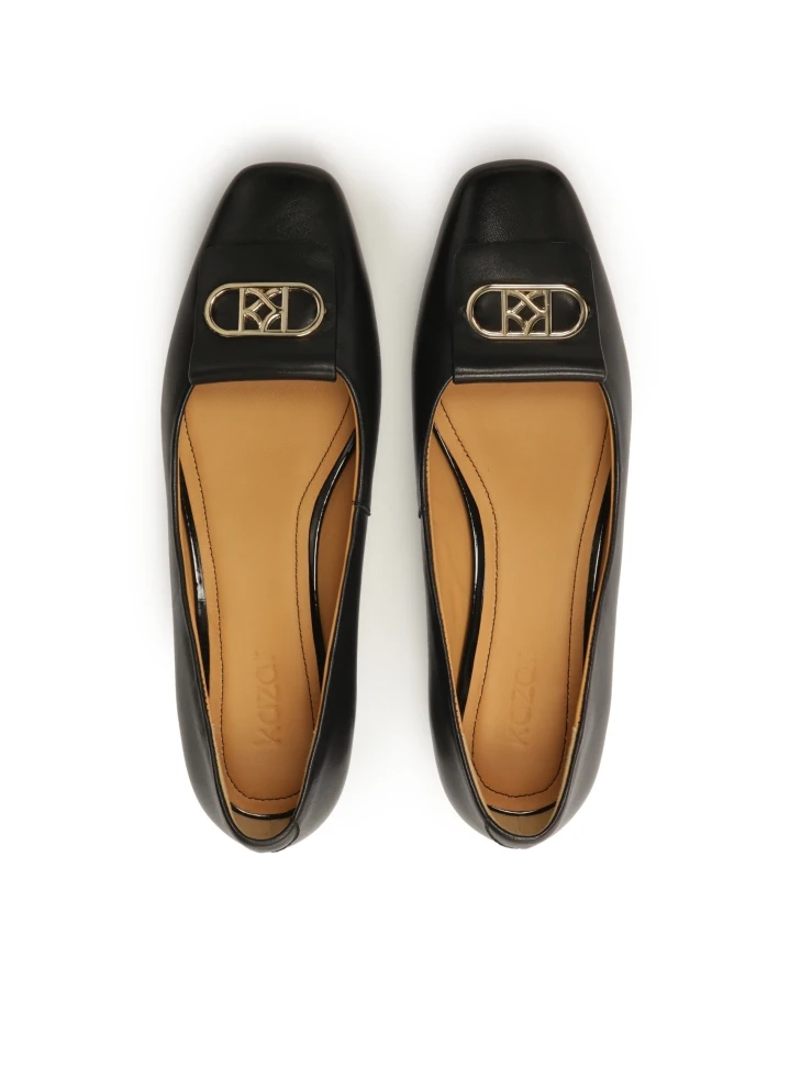 Kazar Black Leather Pumps With A Comfortable Heel