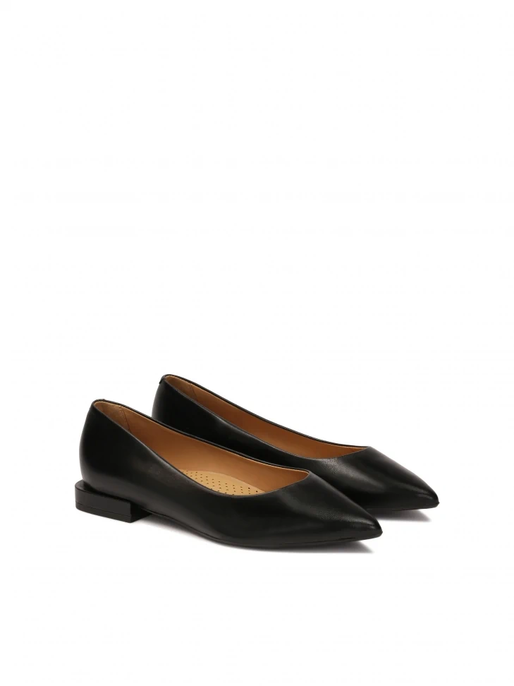 Kazar Black Leather Pumps With Flat Heel