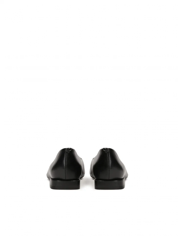 Kazar Black Leather Pumps With Flat Heel