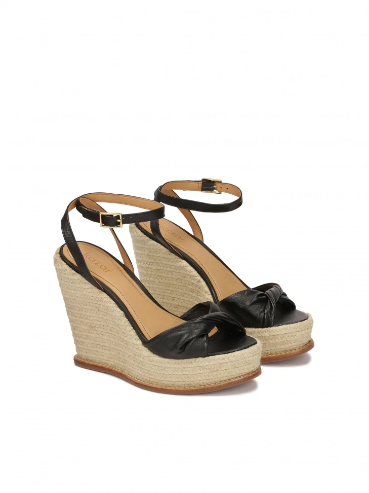 Kazar Black Leather Sandals On A Platform