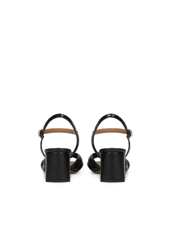 Kazar Black Leather Sandals With A Decorative Knot