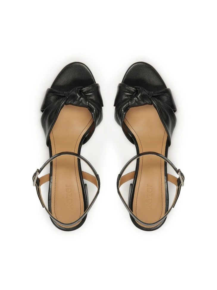Kazar Black Leather Sandals With A Decorative Knot