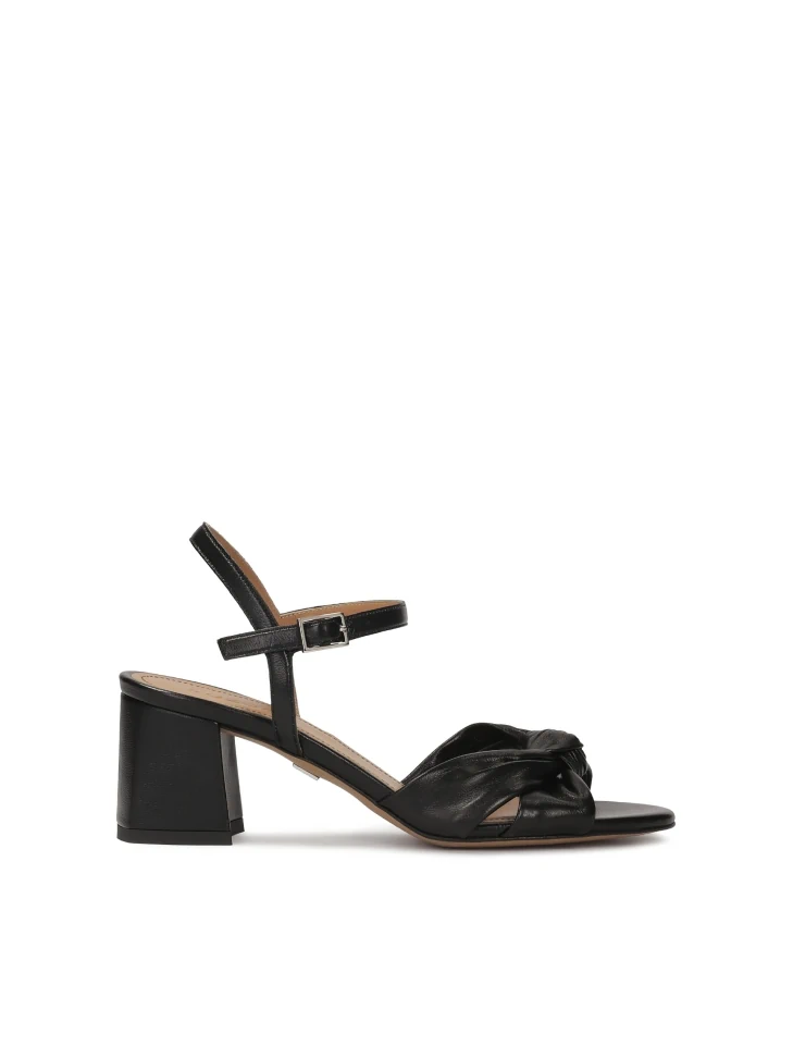 kazar Black leather sandals with a decorative knot