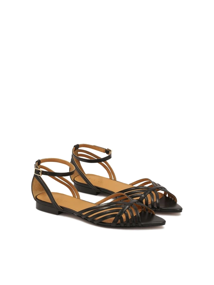 Kazar Black Leather Sandals With A Fine Upper