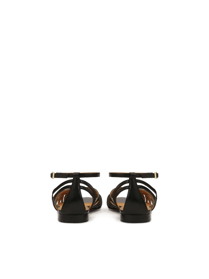 Kazar Black Leather Sandals With A Fine Upper