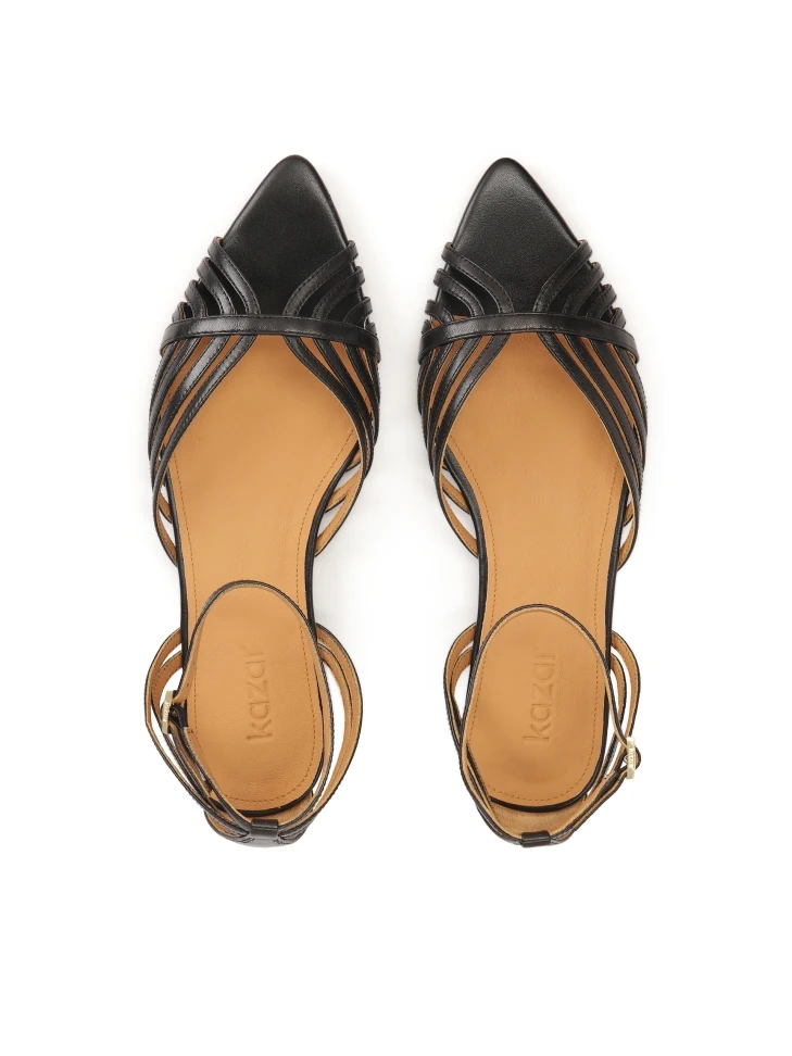 Kazar Black Leather Sandals With A Fine Upper