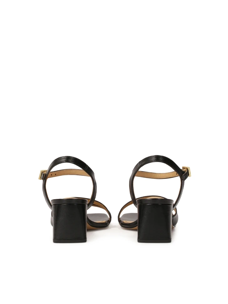 Kazar Black Leather Sandals With A Wide Heel