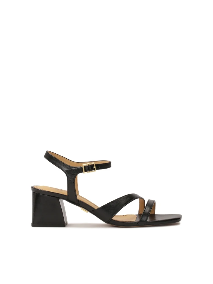kazar Black leather sandals with a wide heel