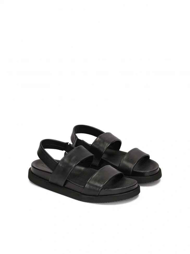 Kazar Black Leather Sandals With An Elastic Strap